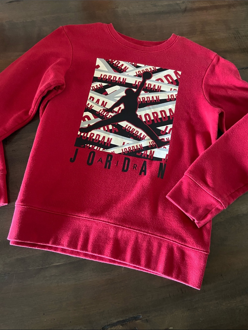 Jordan Red Kids' Crewneck Sweatshirt with Black Jumpman Graphic